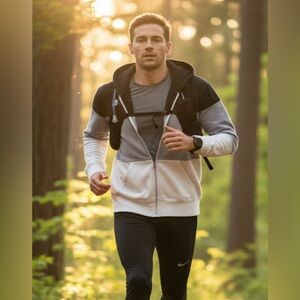 Vintage Y2K Nike Hoodie Columbus Marthon Black Grey Size‎ Large EUC